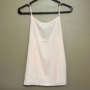 Women’s Loft light pink and white gingham tank top size small summer preppy